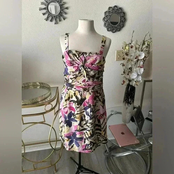 Banana Republic 100% silk art to wear full color sundress size 6 petite - Picture 1 of 10